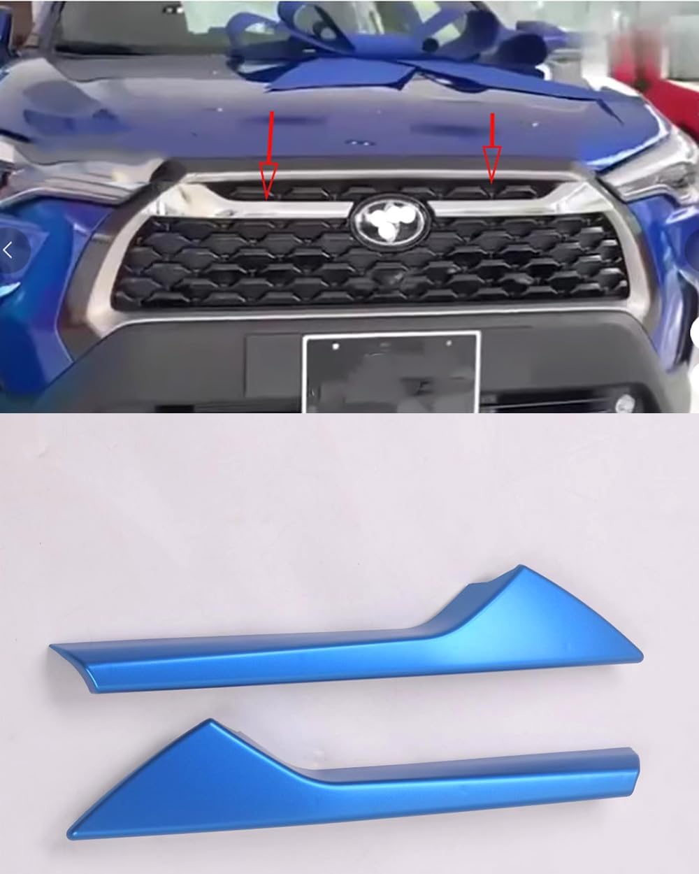 Car Accessories Fit for Toyota Corolla Cross 2022-2024 ABS (Chrome) Front Center Mesh Grille Grill Strip Trim 2Pcs