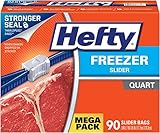 Hefty Slider Freezer Bags, Quart, 90 Count