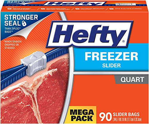 Hefty Slider Freezer Bags, Quart, 90 Count