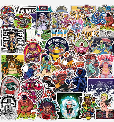 100 Pcs Fashion Vans Stickers Brand Decal Vinyl Waterproof Stickers for Laptops Skateboard Cars Motorcycle Bike Luggage Computer Guitar Patches Decals, Teen