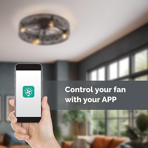 Miniatura 3 de Orison Ventilador de techo enjaulado de 20 pulgadas con luz, 6 velocidades, temporizador, motor reversible, ventilador de techo industrial de perfil