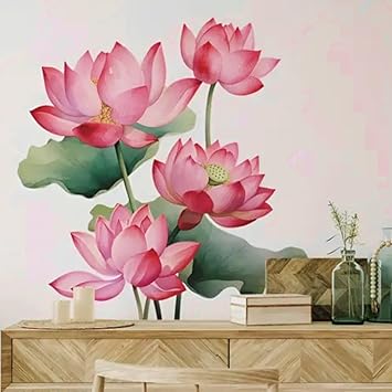 Ridit Creation Big Size Beautiful Flower Self Adhesive Wall Stickers for Living Room, Bedroom, Hall Home, Size-(67 X 31) cm-Polyvinyl Chloride - image, photos