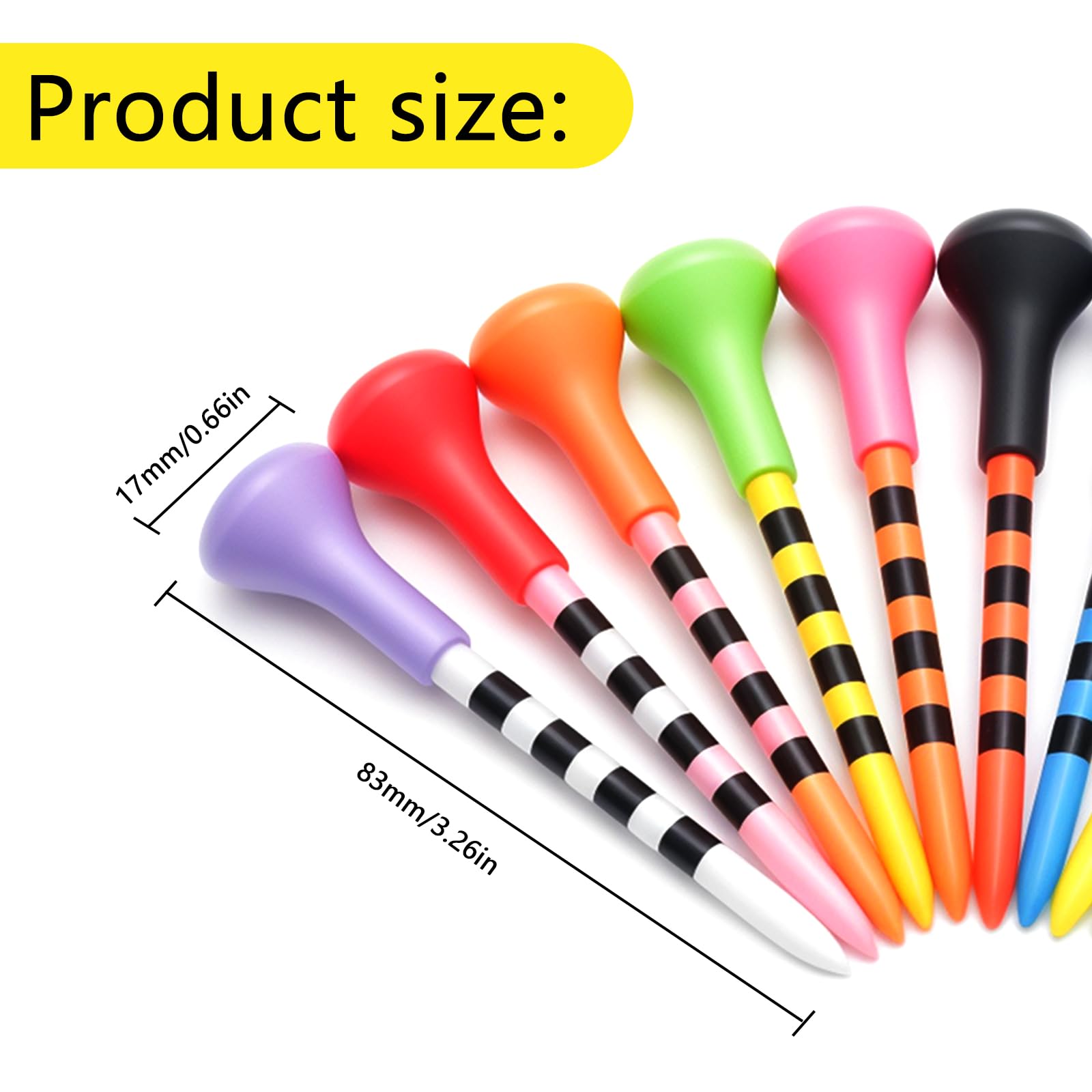 Tees de Golf 83mm Reutilizables Plástico Colores Mezclados 50 Unidades