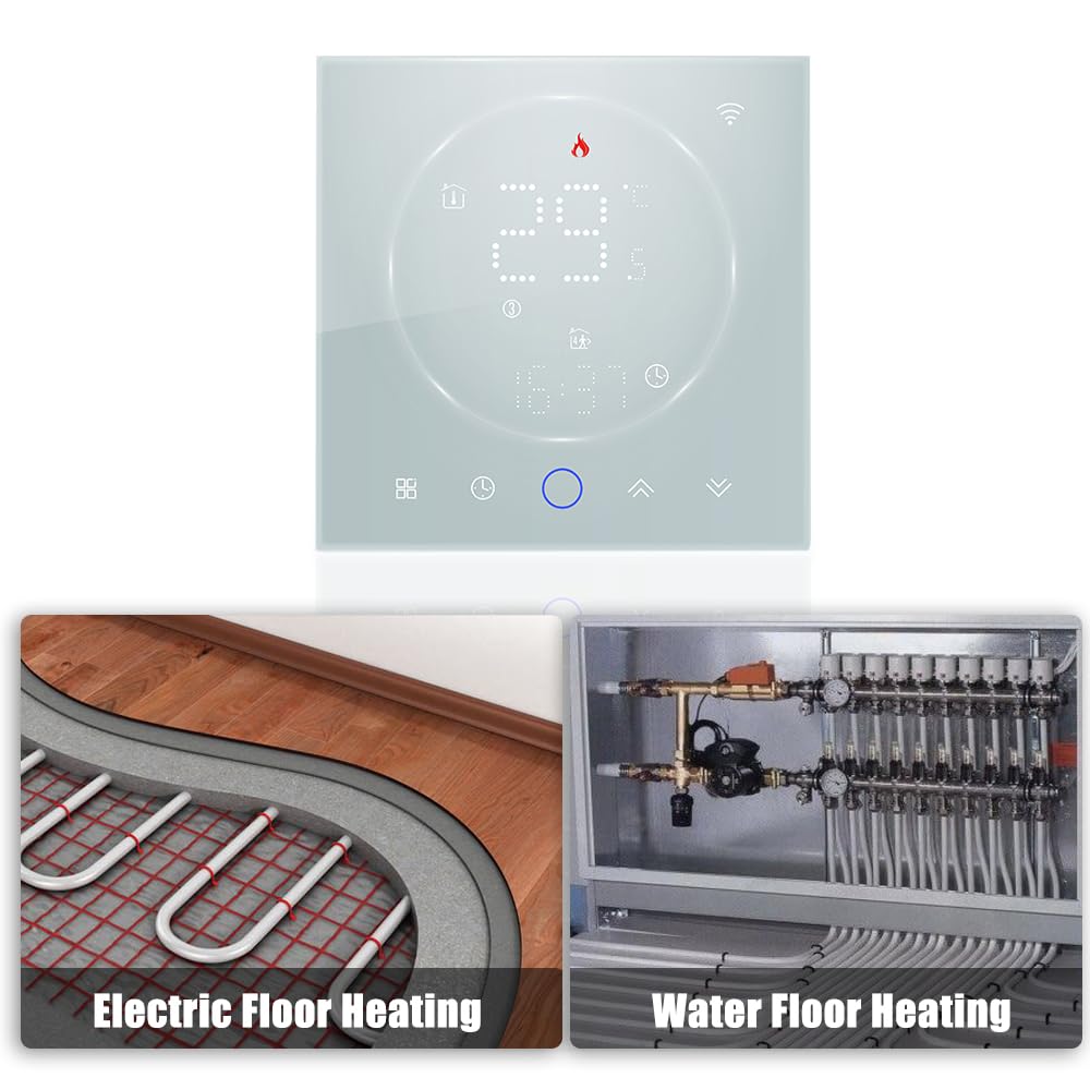 Termostato Termostato WiFi inteligente Control de voz 3A Pantalla LED programable digital Controlador de temperatura de calefacción por suelo radiante Termostato de pared inteligente digital par