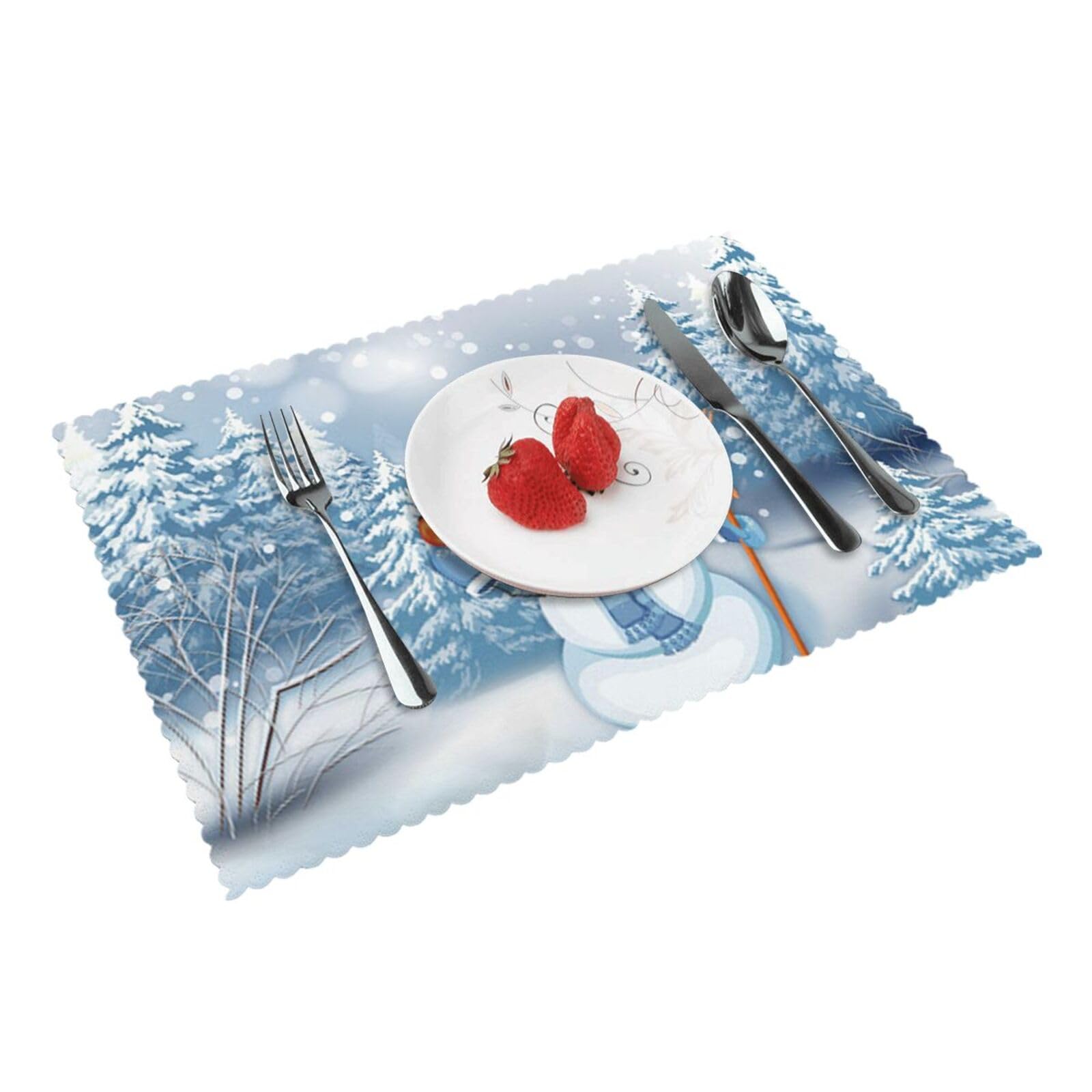 Bnvsadc Hardworking Snowman 4 Pcs Heat Resistant Placemat 45X30 Cm, Printed Non-Slip Place Mats For Kitchen Dining Table Indoor Outdoor