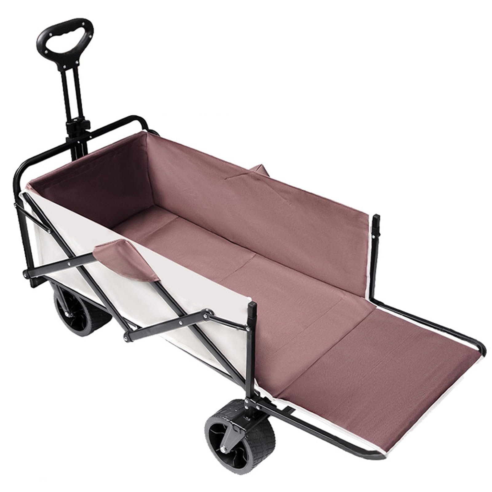 Carrello da Spiaggia Pieghevole Carrello da Giardino Portatutto con Ruote per Ogni Tipo di Terreno Braccioli Regolabili Ruote Rimovibili e Sacchetti per Tazze per Campeggio E