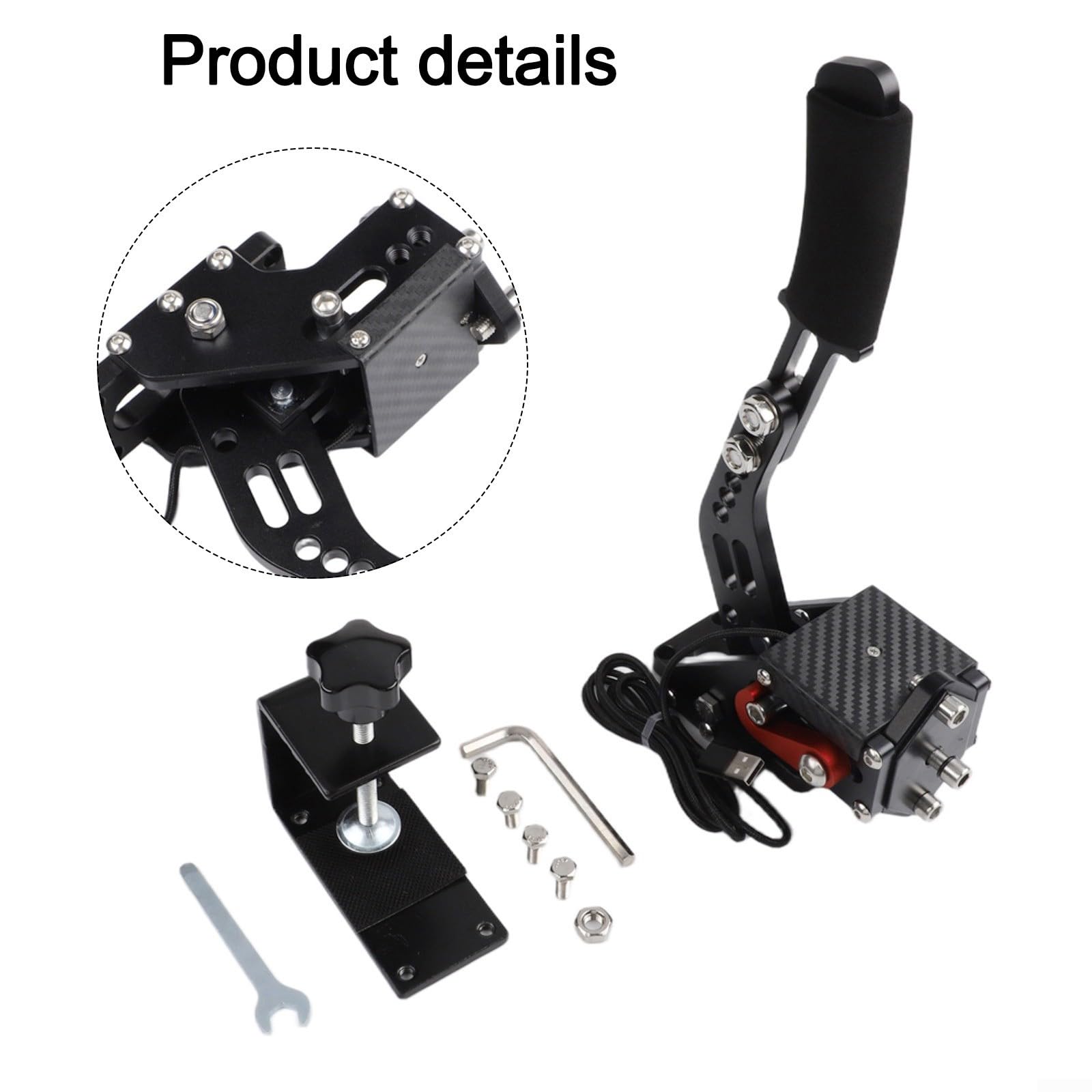 Leva del freno a mano USB per giochi da corsa, sensore Hall, forza di sospensione regolabile, lega di alluminio, compatibile con LOGITECH G27 G29 G920 T500 T300, PC per Windows, per Assetto Corsa Dirt