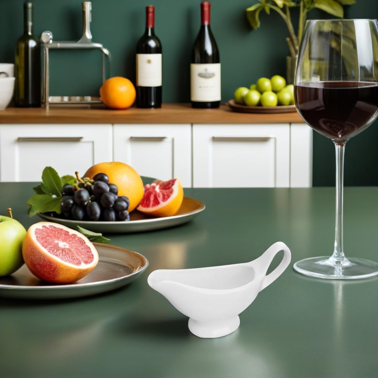 Angoily Set di 2 salsiere in porcellana bianca da 110 ml, con manico, per salse, condimenti per insalata, brodo di latte, crema, succo di formaggio, salse