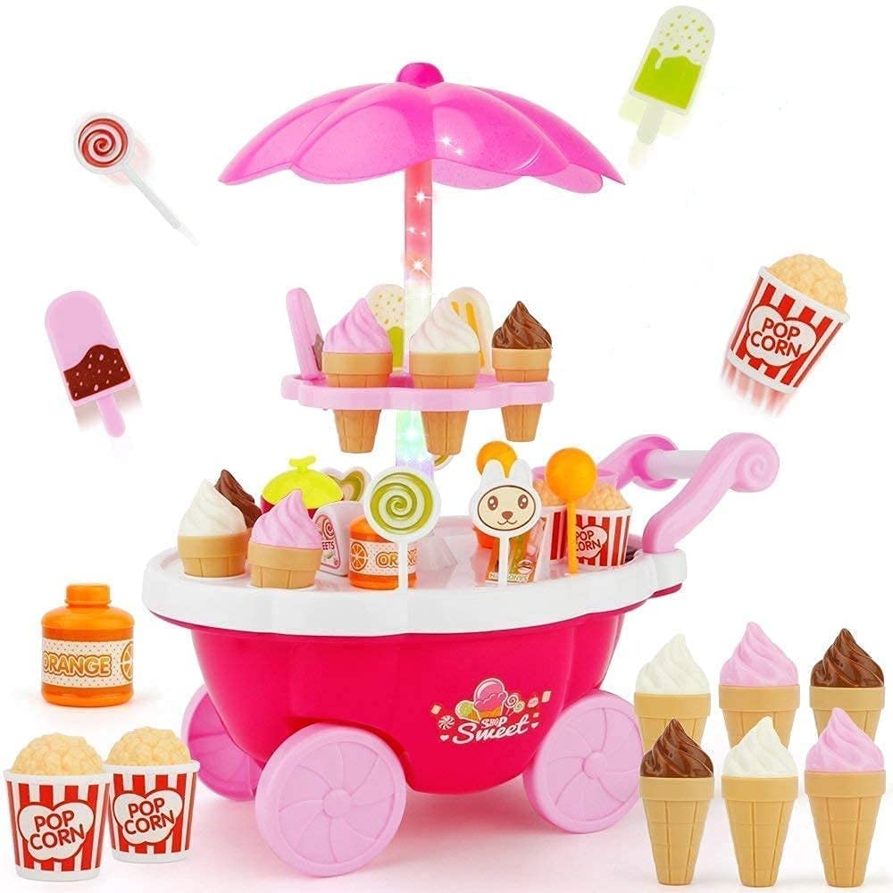 SELLMONK Plastic Ice Cream Trolley Sweet Shop Cart Without Music & Lighting Icecream Toys for Kids | Multi Color (39 Pcs) (B09W2SMDKP) Amazon Price History, Amazon Price Tracker