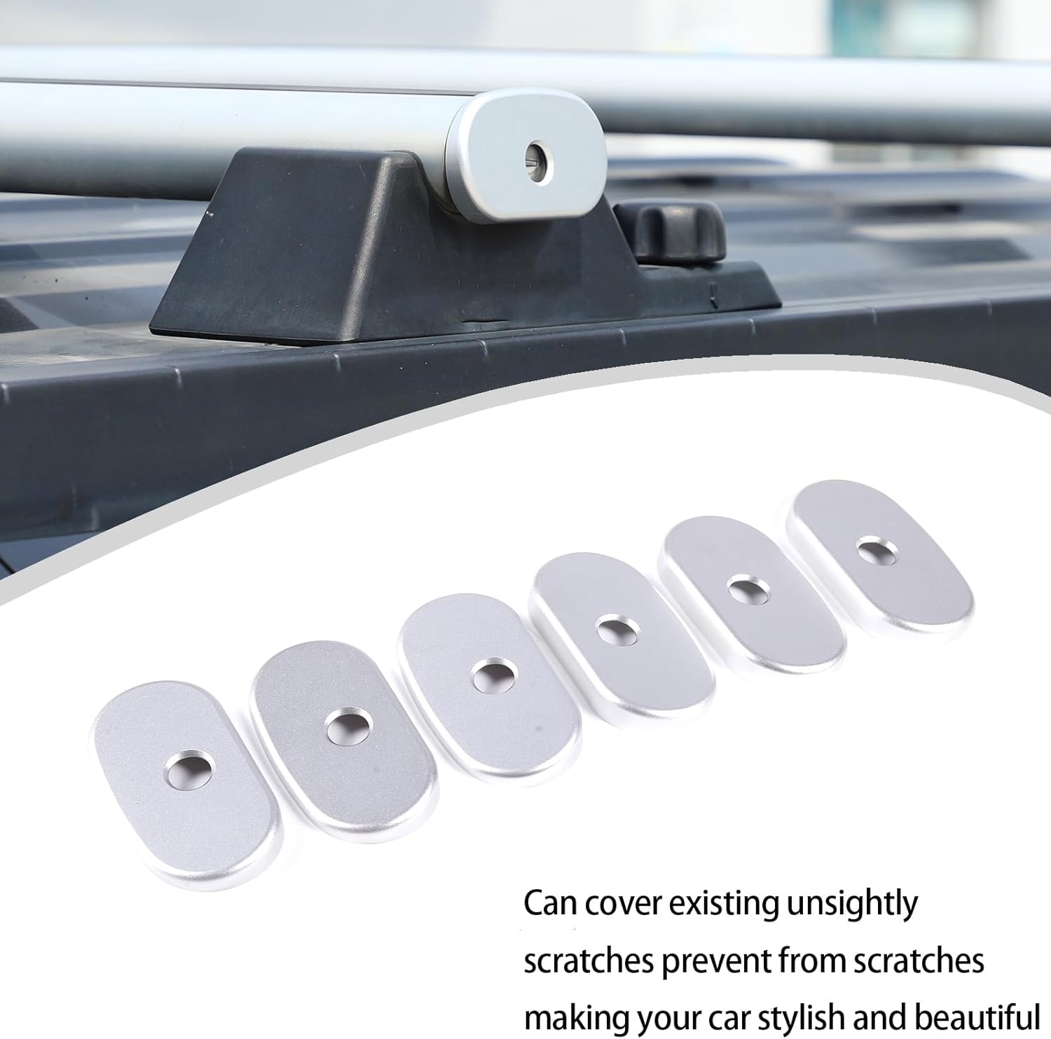 Lcojicep Roof Luggage Rack Cross Bars Keyhole Panel Trim Cover Frame Accessories Compatible with Hummer H2 2003-2009 Aluminum Alloy Car Roof Racks Cross Bars Keyhole Cover (6PCS)