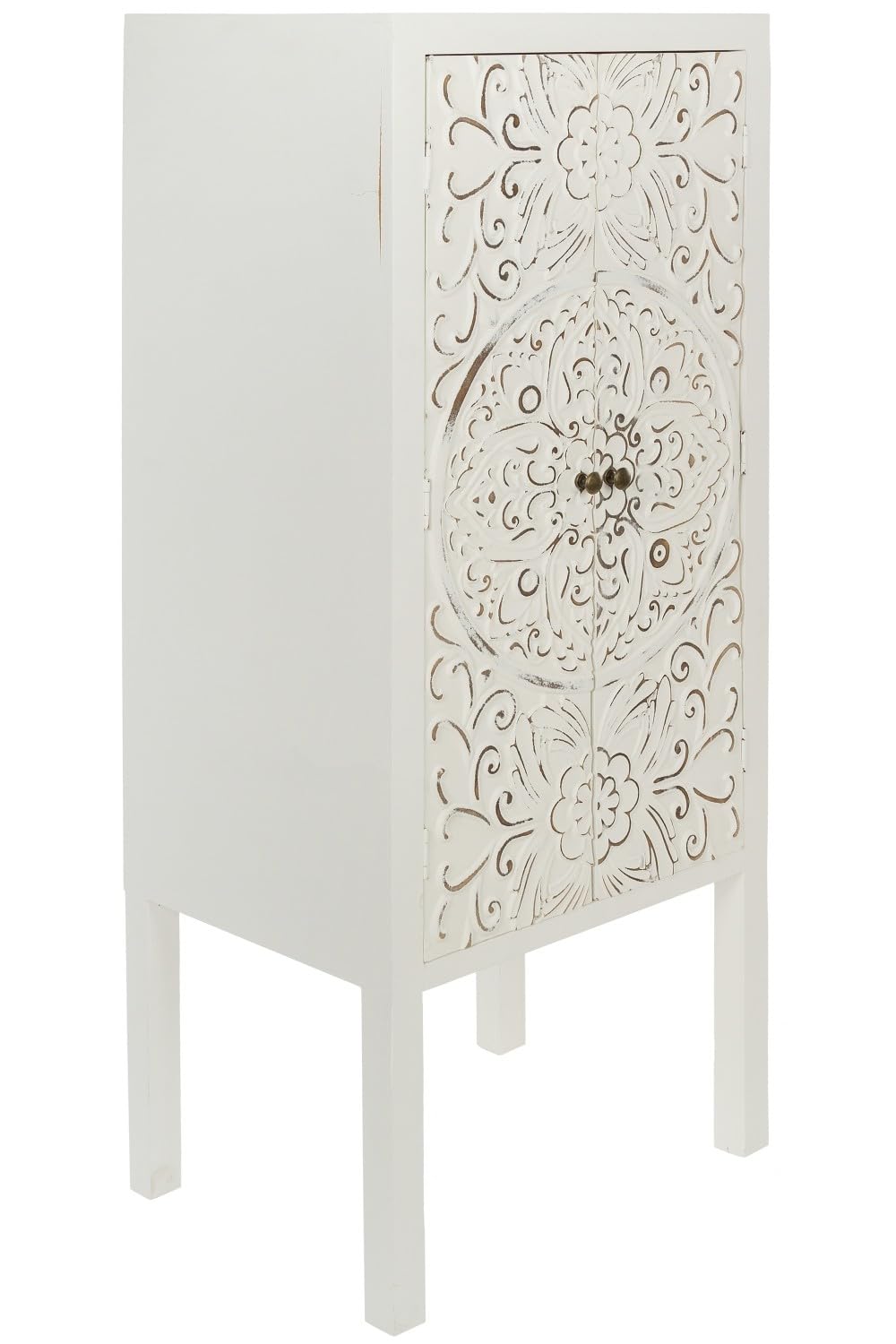 Schrank Felicitas FSC-Zertifiziert H:127 cm B:53cm T:39cm | Kommode mit 2 Türen | Regalschrank für Büro, Flur & Wohnzimmer | nachhaltiges Holz, vielseitig, modernes Shabby Chic Design