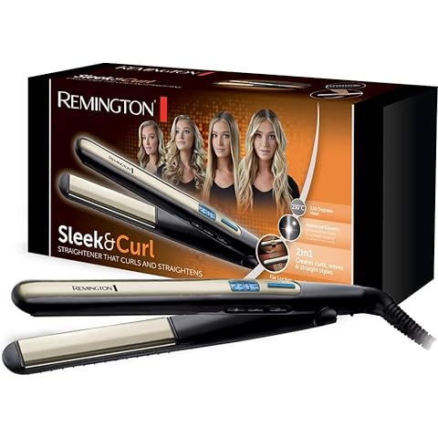 Remington Glätteisen Sleek & Curl (abgerundetes Design -ideal zum Glätten & Stylen von Locken und Wellen, hochwertige Ultra-Turmalin-Keramikbeschichtung) LCD-Display, 150-230°C, Haarglätter S6500 Cover