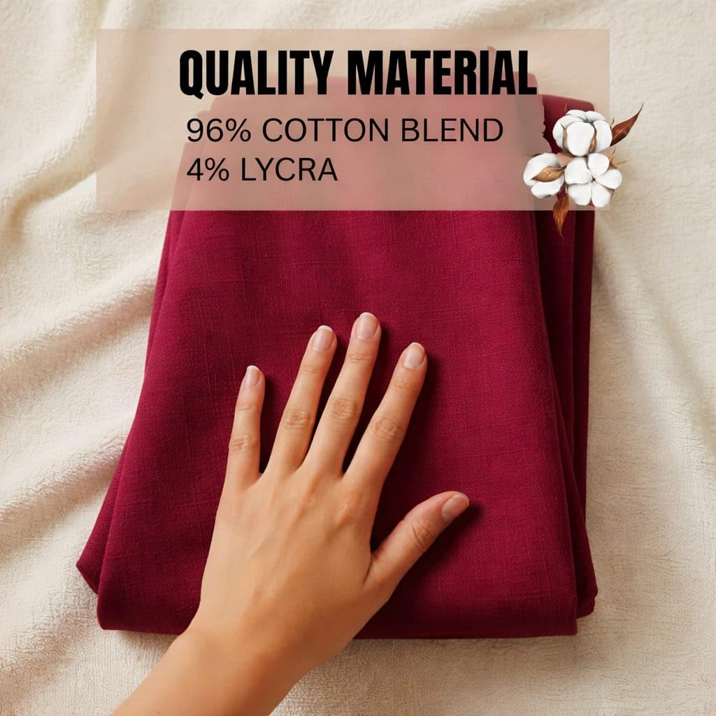 DIGITAL SHOPEE Trouser Cotton Pants for Woman | Straight Cigarette Pant | Regular Fit for Office School Formal Casual Daily Use Maroon L 3