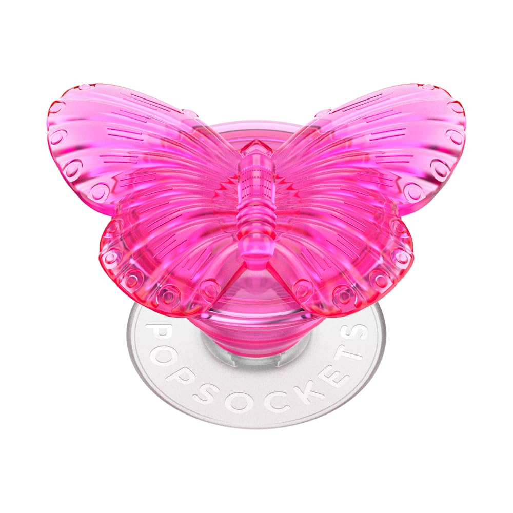 ​​​​PopSockets Phone Grip with Expanding Kickstand, Adhesive Grip, Enamel - Molded Butterfly Magenta Adhesive Molded Butterfly