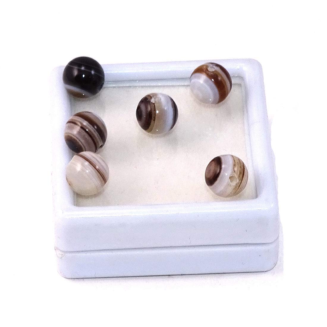 21 Cts / 6 Pcs Natural Energized Sulemani Kala Hakik (Akik) Evil Eye Stone 8 mm Drilled Round Shape Gemstone for Bracelet & Pendant Size for Unisex (Pack of 6 Pcs)-image-43