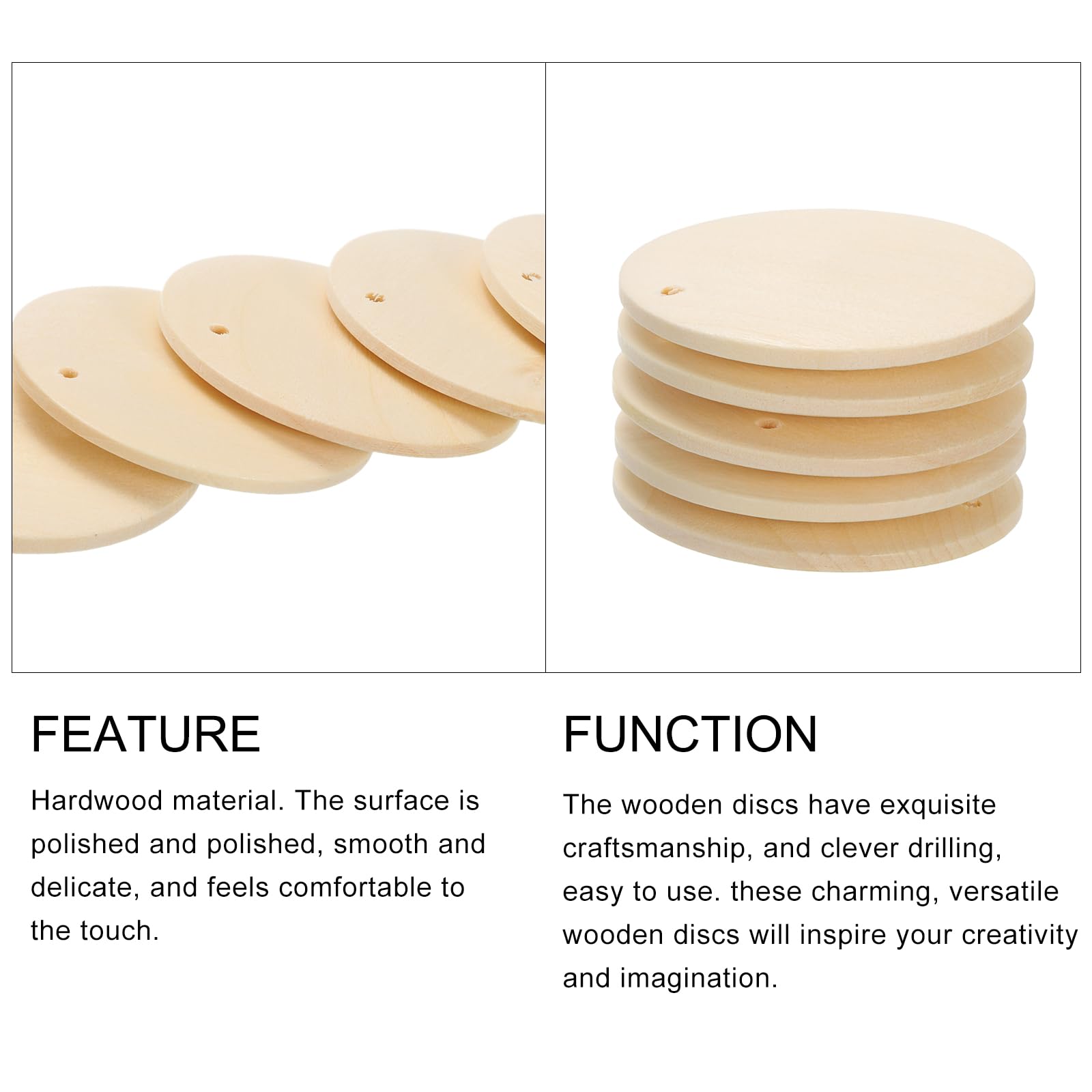 METALLIXITY Round Wooden Discs (45mm/1.77 Inch) 12Pcs, Unfinished Natural Round Wooden Circles Ornaments with Holes - Image 4