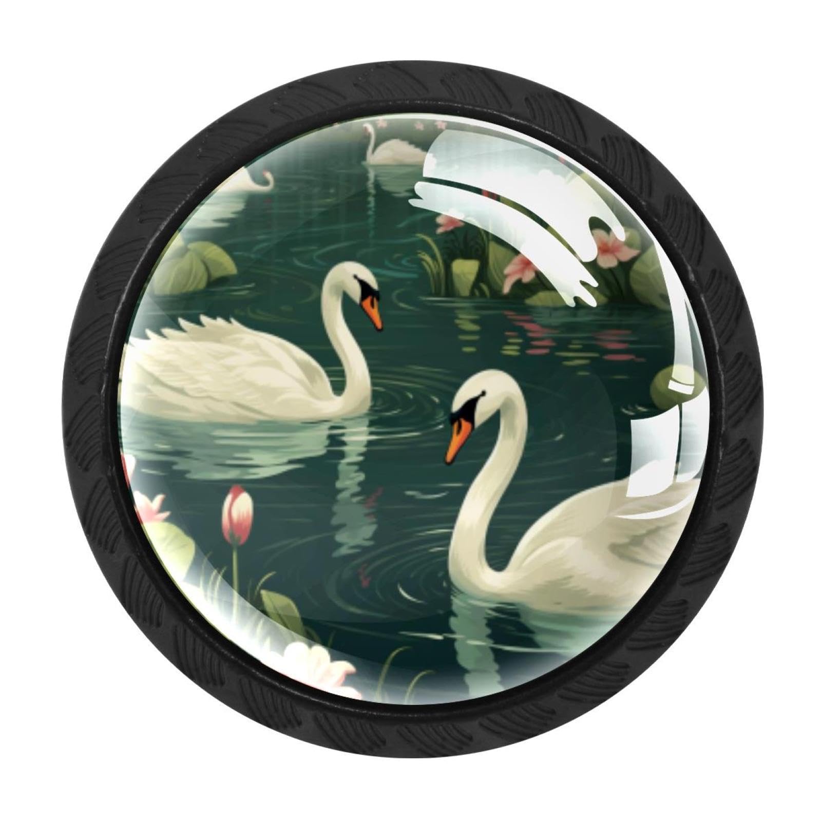 CHENZZZZ 4 Pieces Swan Drawer Knobs, 35mm Black Cabinet Knobs, Drawer Pulls and Knobs, Dresser Drawer Knobs, Cabinet Hardware Kitchen Cabinet Knobs