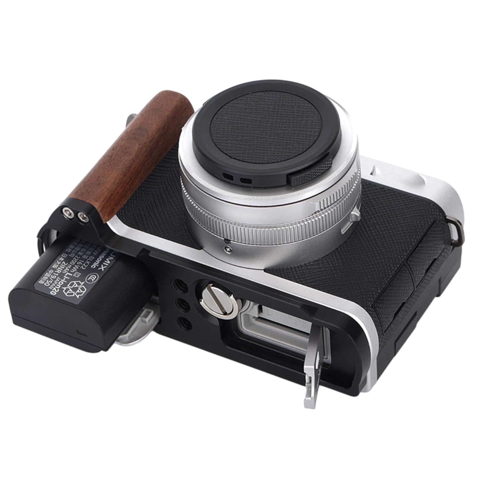 Supporto a L in metallo per Panasonic Lumix L10, colore: nero