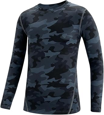 Sanke Boys Compression Shirt Long Sleeve 210GSM Youth Athletic Sports Undershirt for Football Baseball 1 or 3 Pack