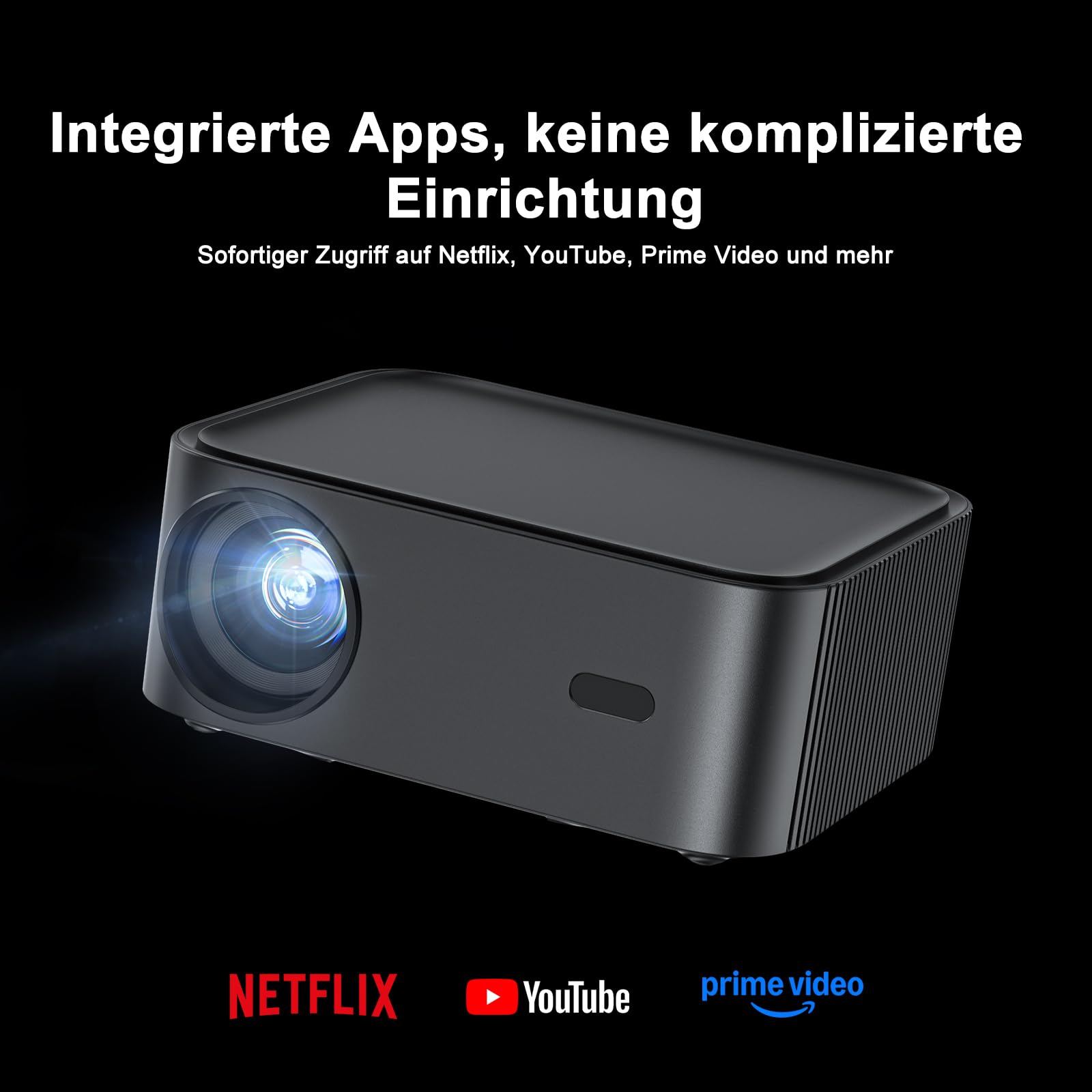 HAPPRUN H11 Beamer 4K kompatibel mit Netflix-App, Autofokus, Dolby Audio, WiFi 6, Bluetooth - Outdoor Projektor