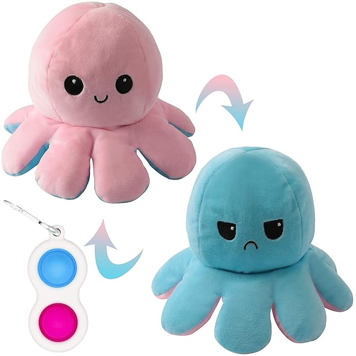 Buy 2 in 1 Octopus Reversible Plushie & Simple Keychain Fidget Toy