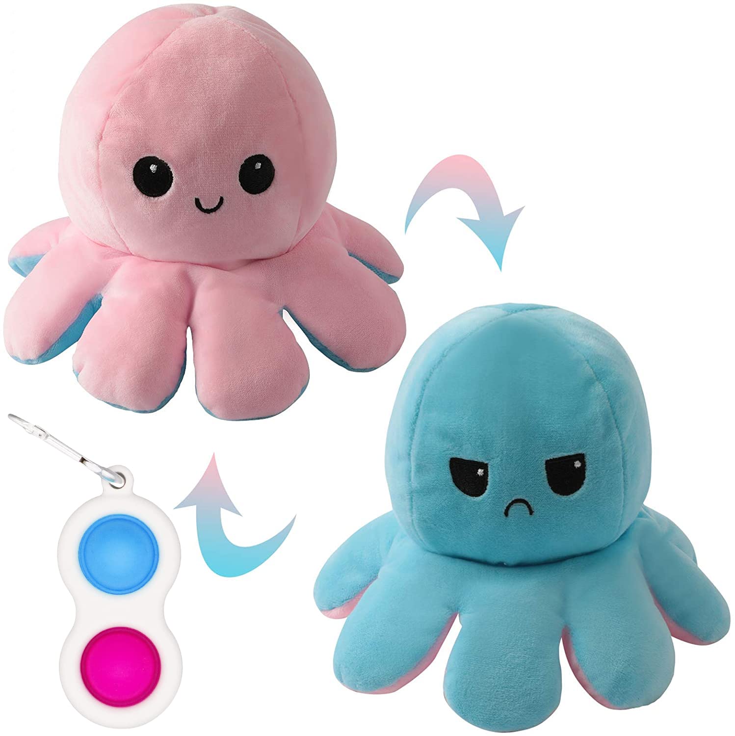 Buy 2 in 1 Octopus Reversible Plushie & Simple Keychain Fidget Toy