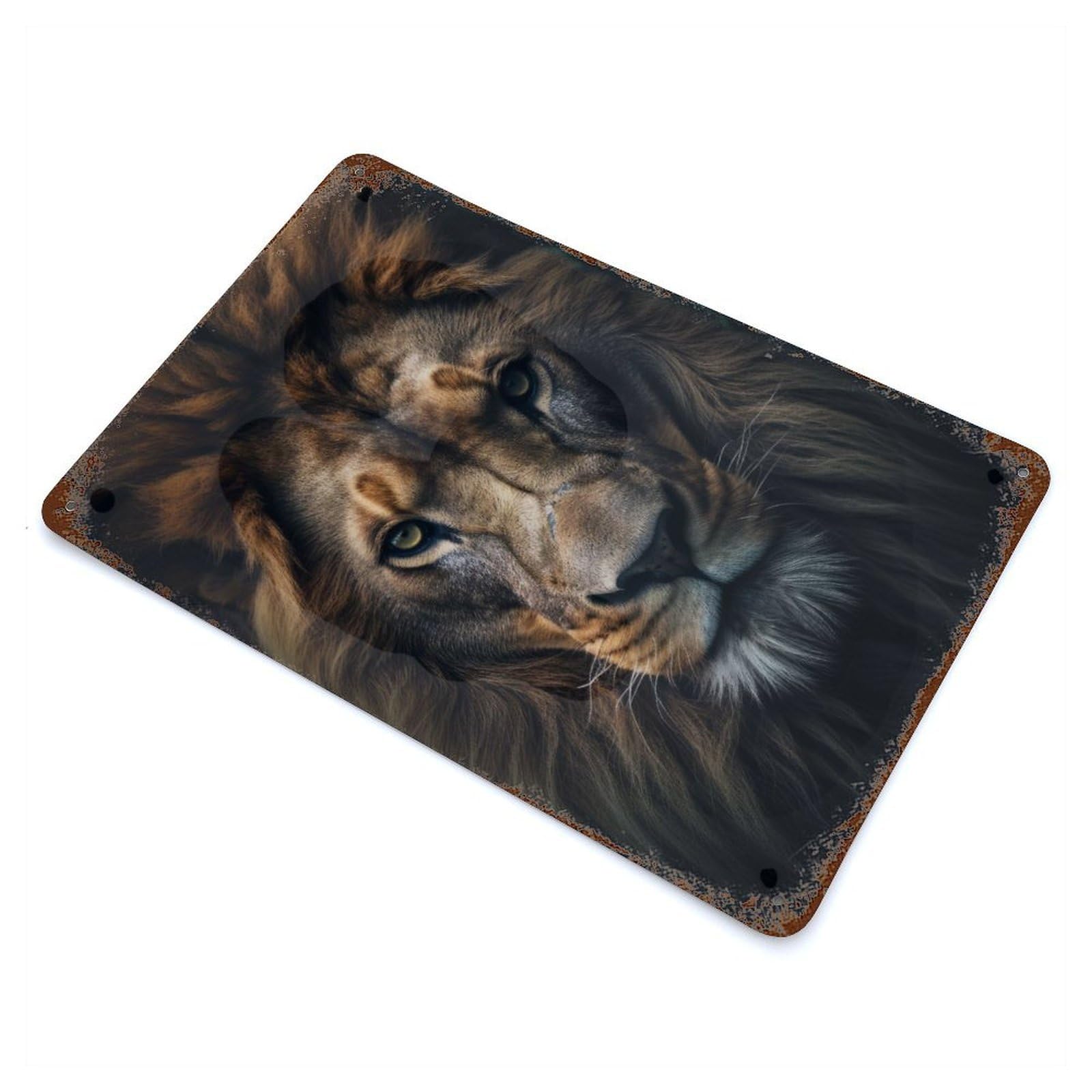 Beautiful Lion Portrait Rusty Metal Tin Sign 11.8"x7.9", Industrial Home Decor for Garage, Pub Or Kitchen