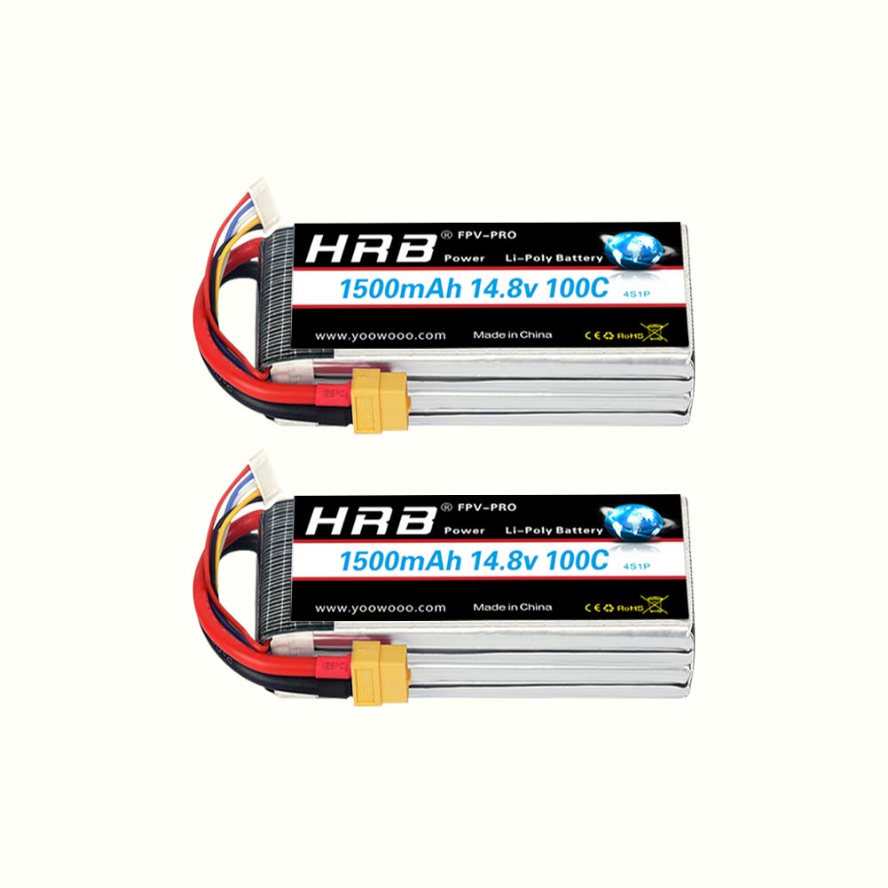 HRB 2 szt. Lipo 4S 14.8V 1500mAh 100C Wtyczka XT60 do helikoptera RC Samochód Ciężarówka Ciężarówka Łódź