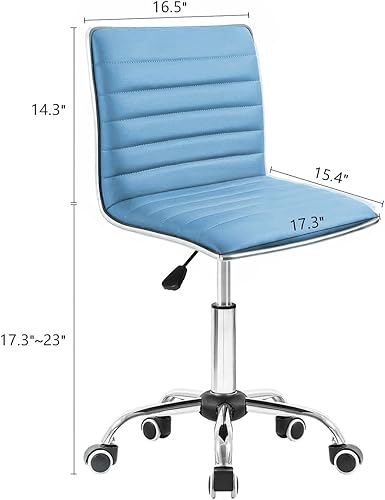 Miniatura 3 de Homall Silla moderna ajustable de respaldo bajo acanalada sin brazos, silla de oficina, silla de escritorio, silla de tocador, sillas giratorias de