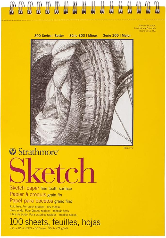 Strathmore 300 Series Sketchpad 100 Sheet 9 x 12 Inches Size White Sheets Great for Students Kids Artist School Projects Classroom Sketching Book