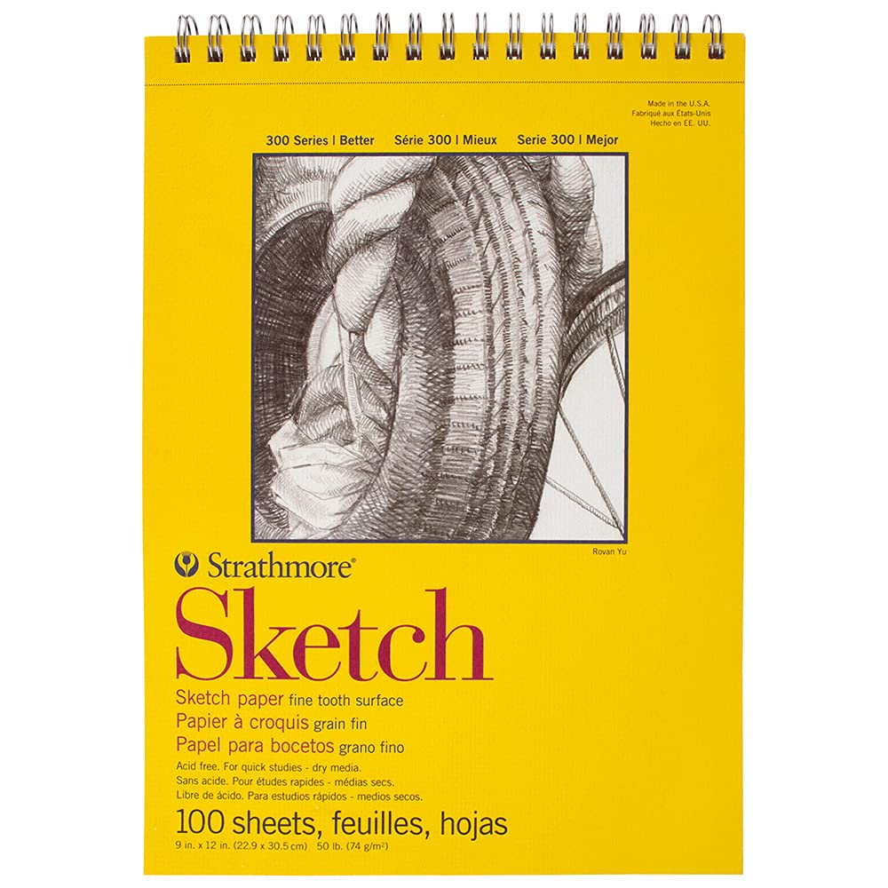 Strathmore 300 Series Sketchpad 100 Sheet 9 x 12 Inches Size White Sheets Great for Students Kids Artist School Projects Classroom Sketching Book
