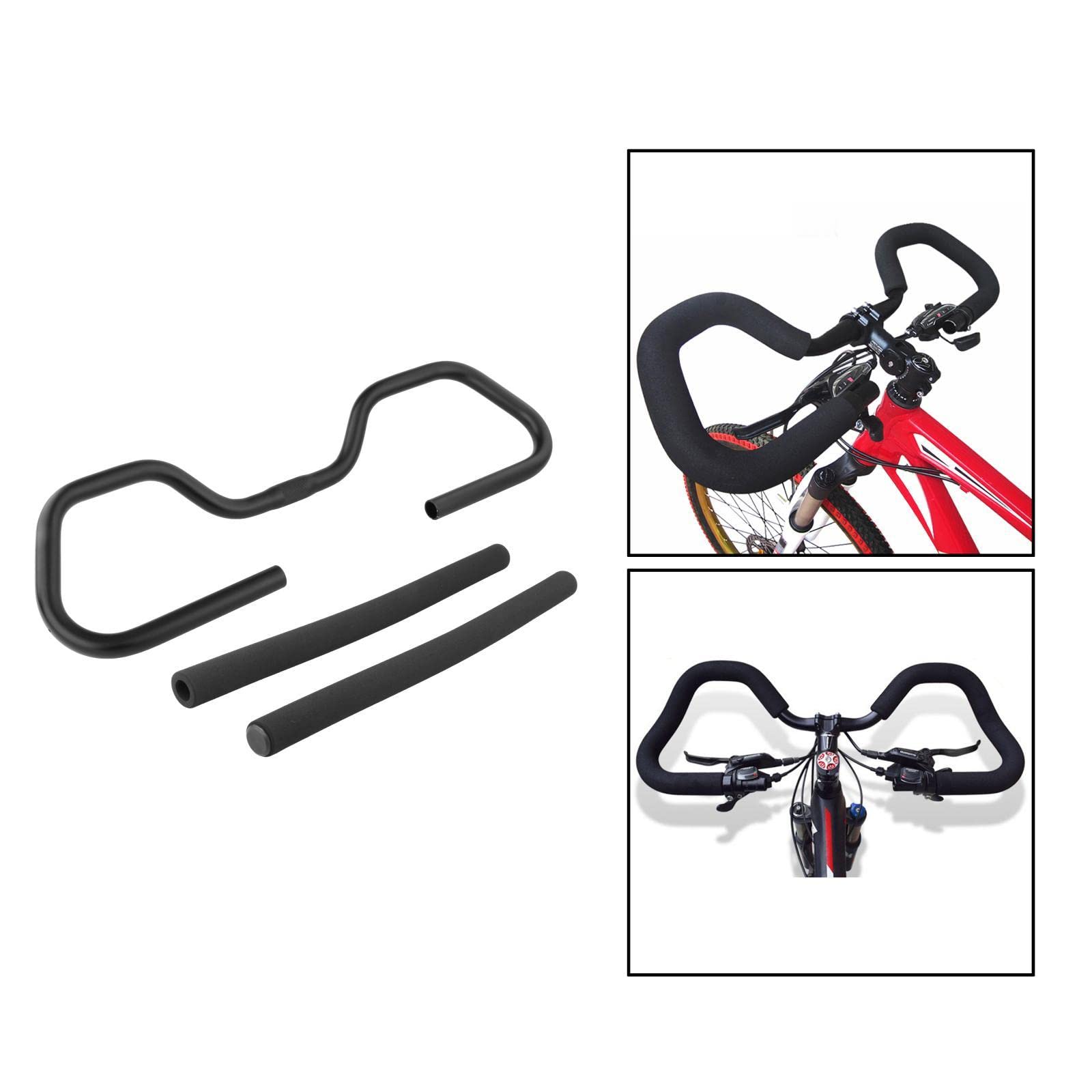 Manillar de 25,4 x 600 mm con forma de mariposa para trekking, bicicleta de turismo, bicicleta de carreras, color negro arena, 59,9 cm