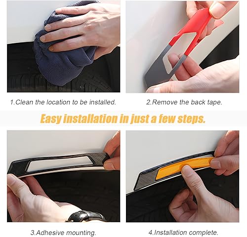 Miniatura 5 de 2 calcomanías reflectantes de fibra de carbono para guardabarros de pozo de rueda, adhesivos de advertencia de seguridad antiarañazos, protector de