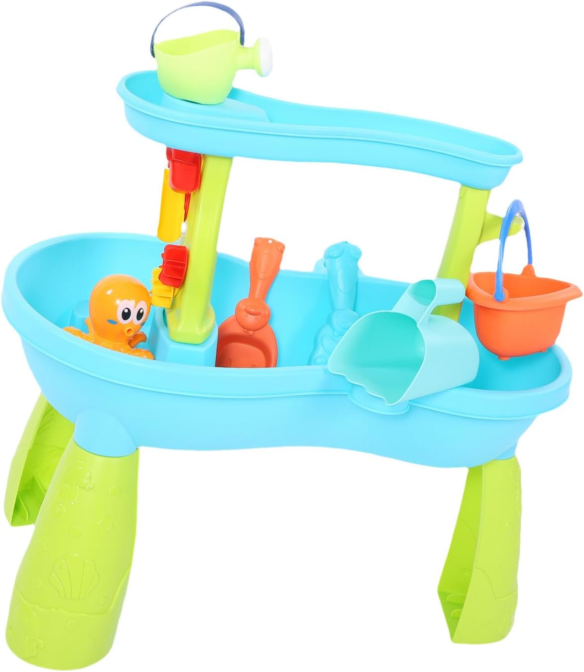Water Table Toy for Kids, 19 Accessories Included with Smooth Surface and Bright Colors, Easy to Clean and Move, Play on the Beach in the Backyard