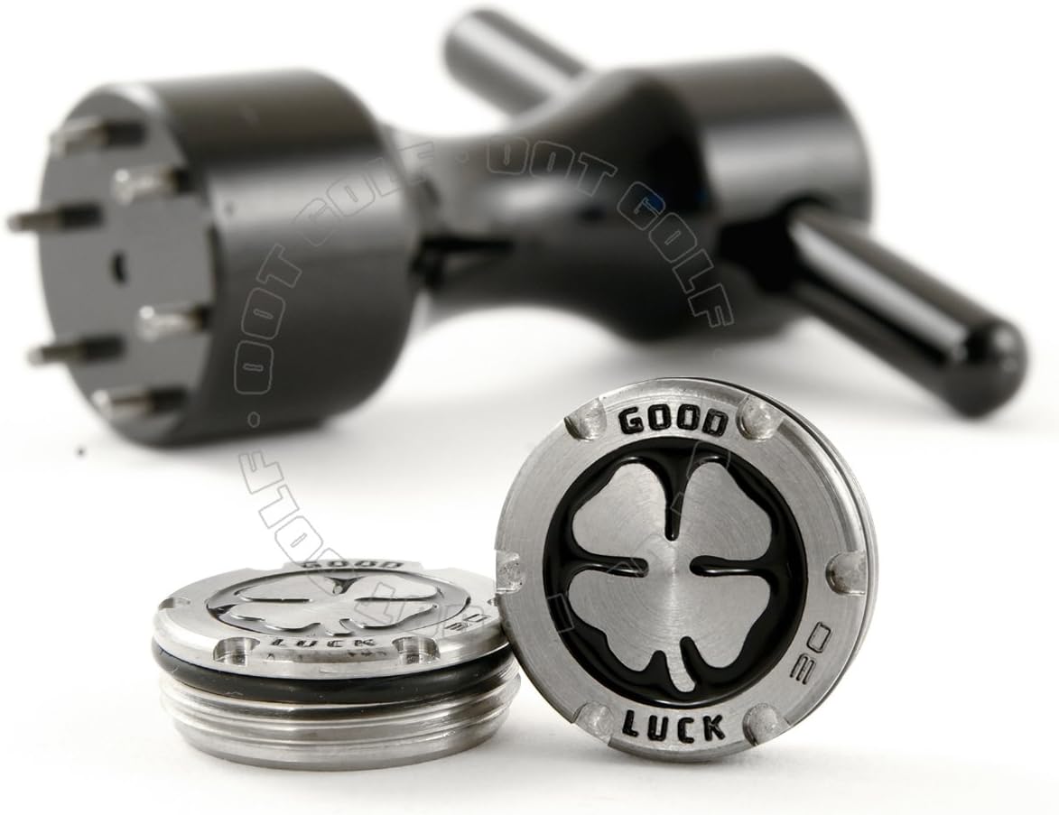 19th Hole Custom Shop 2 of 30g Deluxe Tour Style Weights for Scotty Cameron Putters + Wrench, Lucky Clover, Black