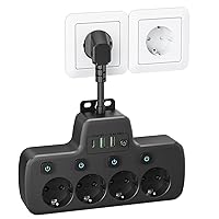 Ciabatta Elettrica con Interruttore, Ciabatta Multipresa con 4 Presa e 3 USB Carica,Presa