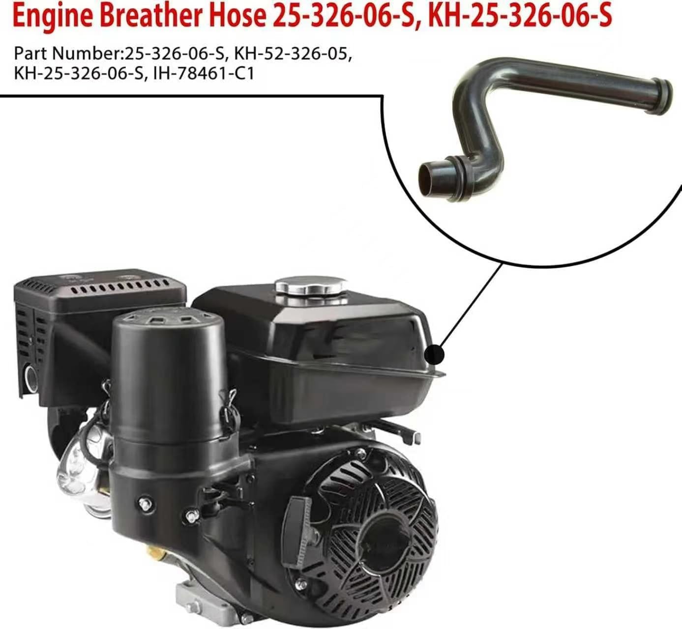 Replacement Engine Breather Hose 25-326-06-S, KH-25-326-06-S Fits Kohler, MTD, Cub Cadet Engine Hose