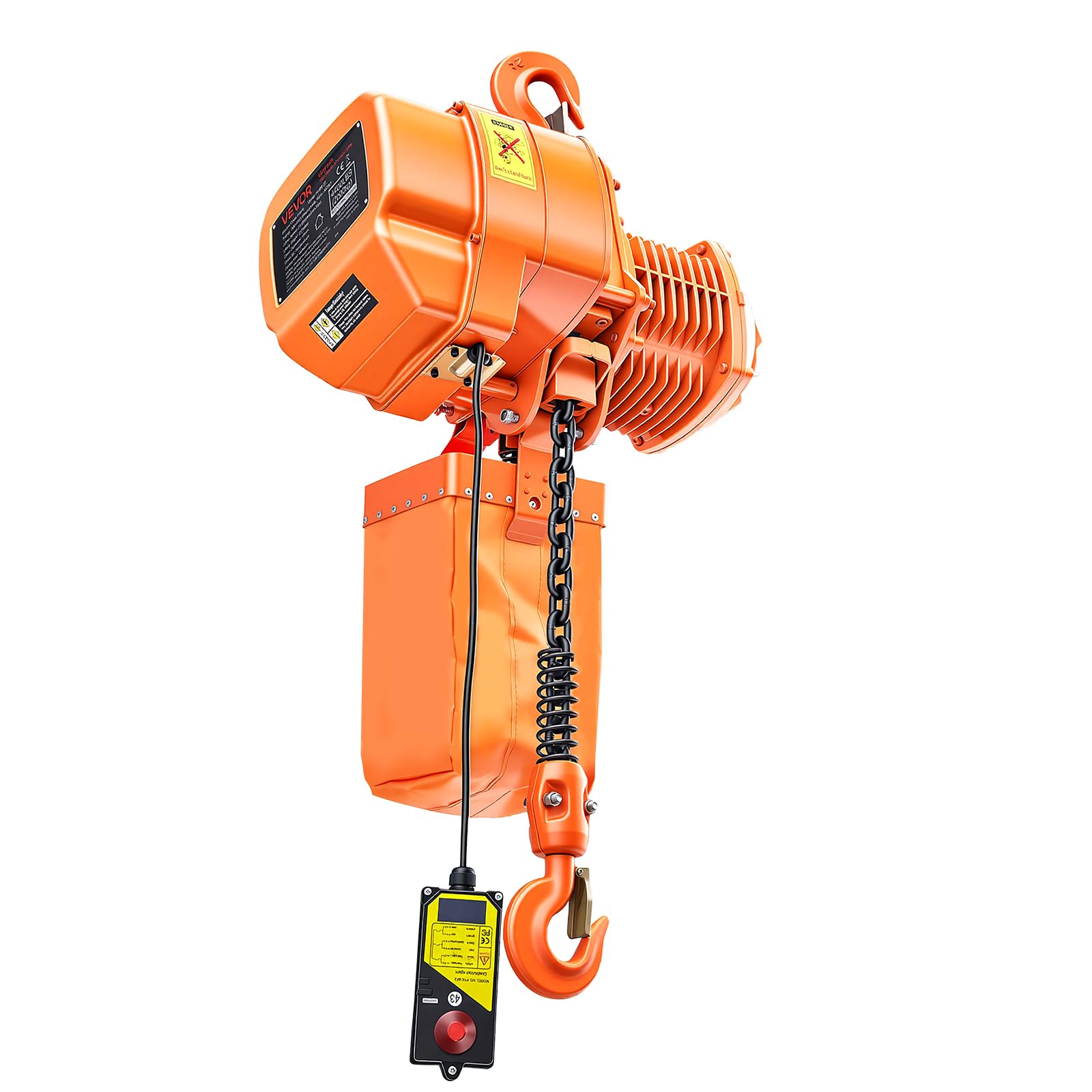 VEVOR Polipasto Eléctrico de Cadena Carga 2000 kg, Trifásico 380-415 V, 50Hz, Elevación de 6m, Cadena G100, Velocidad 6,6 m/min con Control Remoto Inalámbrico 100 m para Motor Garaje Reparación Taller
