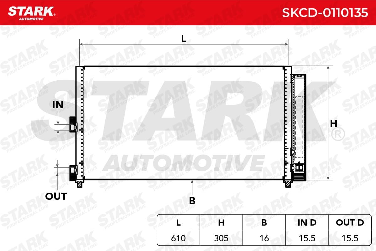 STARK SKCD-0110135 Condensatore climatizzatore con essiccatore Compatibilità con FIAT PUNTO 188