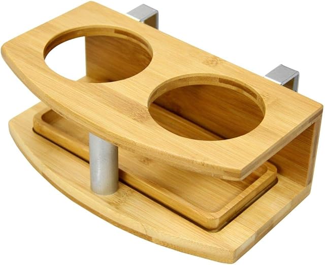 Bamboo Clip on Cup Holder Hanging Shelf, Small Bedside Table (Clips 31mm)
