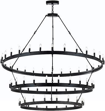 Picture of Wrought Iron Vintage Barn Metal Castile Three Tier Chandelier ...