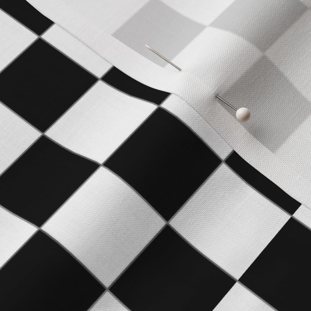 Spoonflower Fabric - Black White Checked Check Squares Retro Printed on Petal Signature Cotton Fabric by The Yard - Sewing Quilting Apparel Crafts Decor