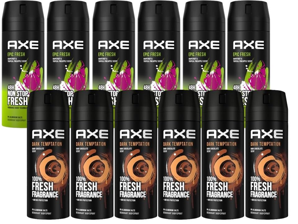 AXE Bodyspray 6x 150ml Dark Temptation & 6x 150ml Epic Fresh Deo Männerdeo Deodorant Deospray ohne Aluminium