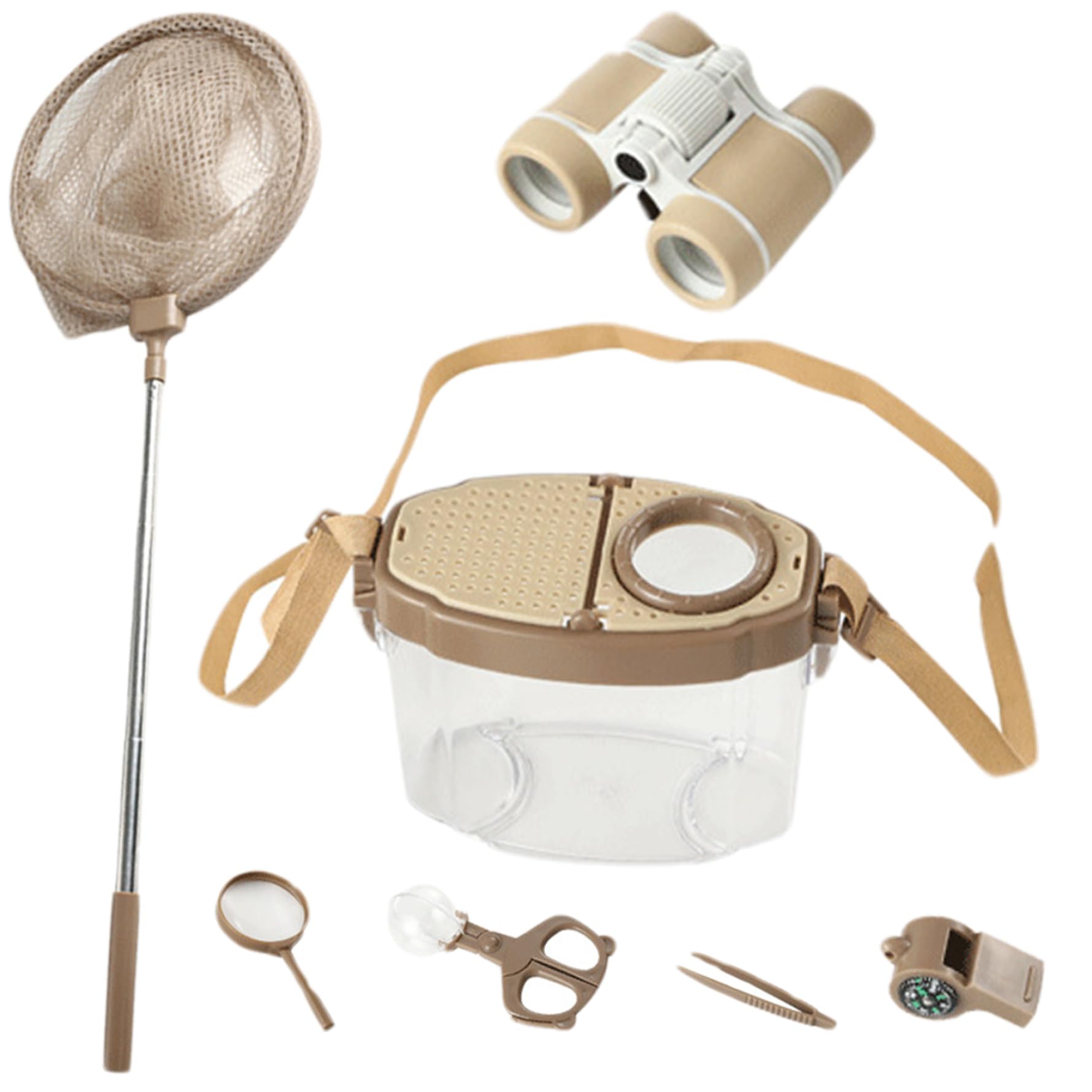 Red de Mariposas, atrapamariposas para niños, 7 Piezas/Juego, Kit Educativo con Lupa, Pinzas, Silbato, Red, telescopio y Clip, Juguetes al Aire Libre para niños