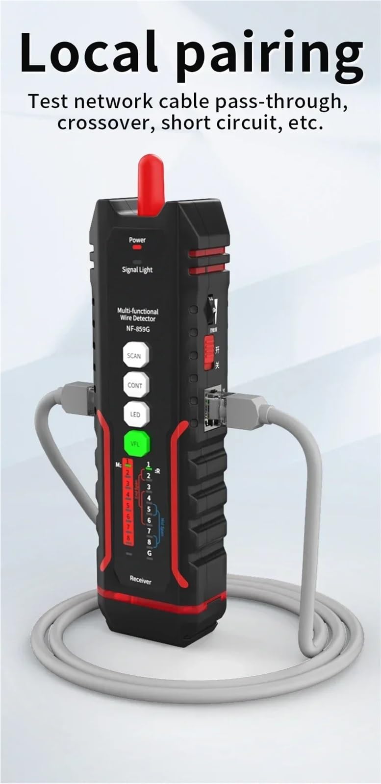 Kabel-Tracker, NF-859GK Leitungssucher Netzwerktester Rotlicht Einzelkopf Crimplänge Haltepunkt IP-Scan PING Ladetyp