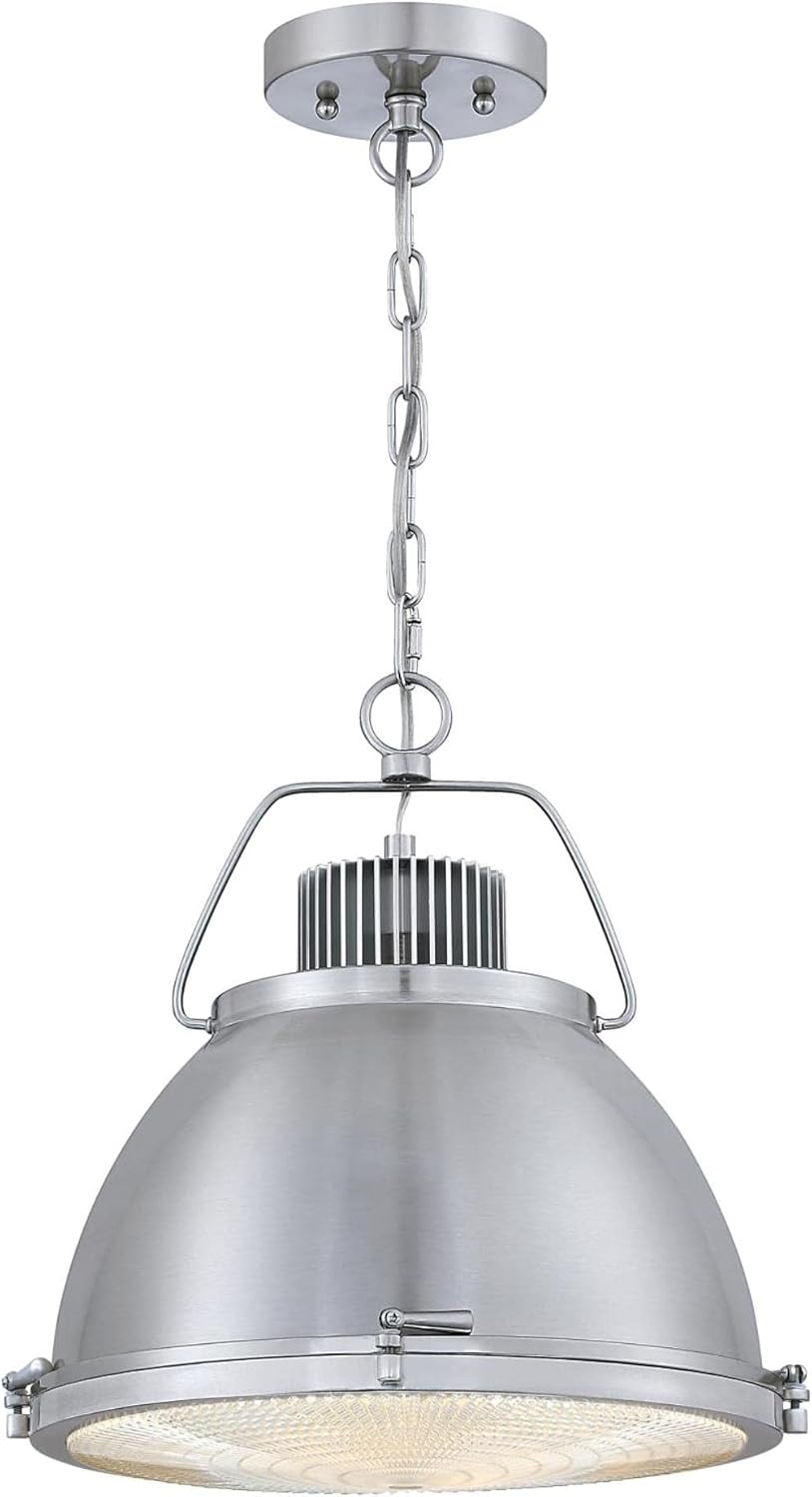 Westinghouse 6119400 Danzig Vintage-Style One-Light Indoor Pendant Light, Brushed Nickel Finish, Clear Prismatic Lens