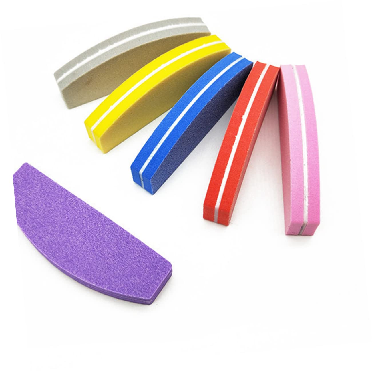 Beaupretty 60piezas Uñas De Esponja Mini Formato Media Luna De Uñas Doble Cara Para Pulido y Acabado Herramienta Esencial Casa o Salones Profesionales