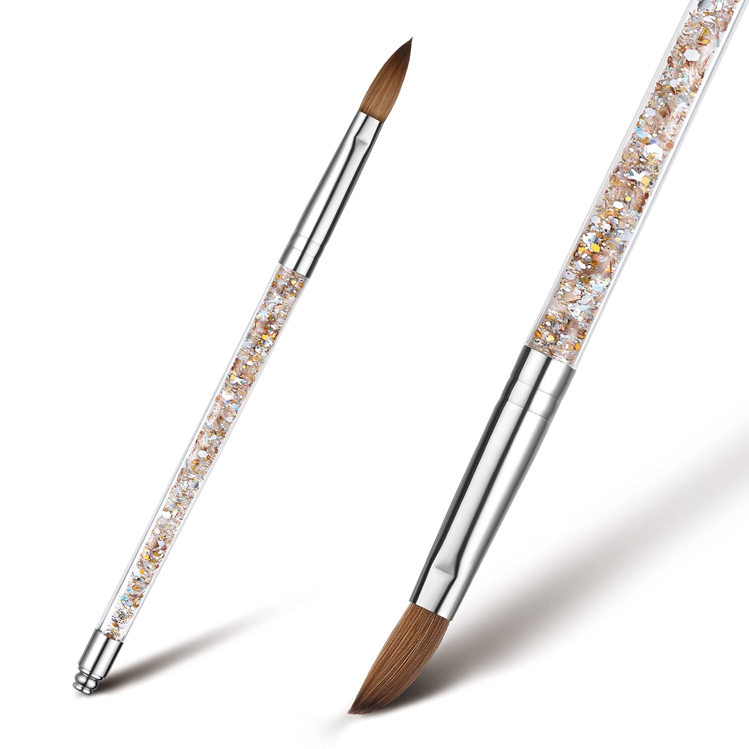 Acrylic Nail Brush Size 6 - iBealous Kolinsky Nail Brush for Acrylic Application Nail Art Drawing Brush for Extension Nails Carved with Liquid Glitter Handle 1 Pcs