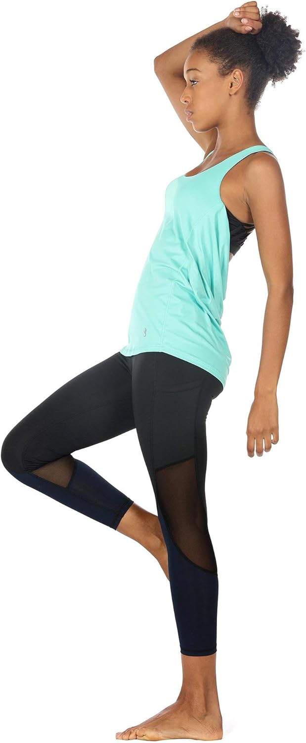 icyzone Women's Open Back Workout Athletic Yoga Tank Tops with Built in Bra - Image 3