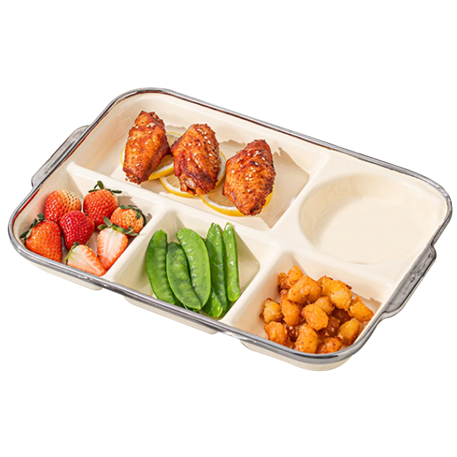 Ensemble de Grandes Assiettes à dîner Comprenant 1 Plateau de régime divisé pour Steak/Sushi/Pain, allant au Micro-Ondes et au Lave-Vaisselle, Plateau de Conservation des Aliments(Yellow)